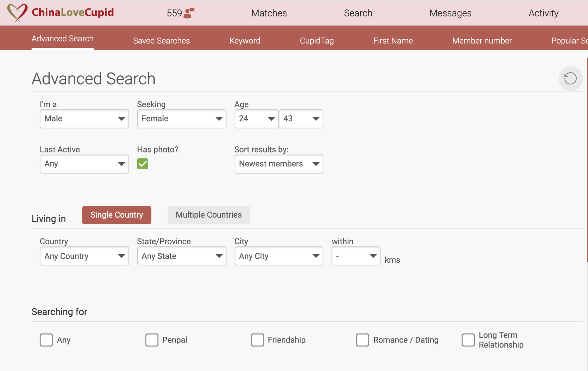 ChinaLoveCupid search