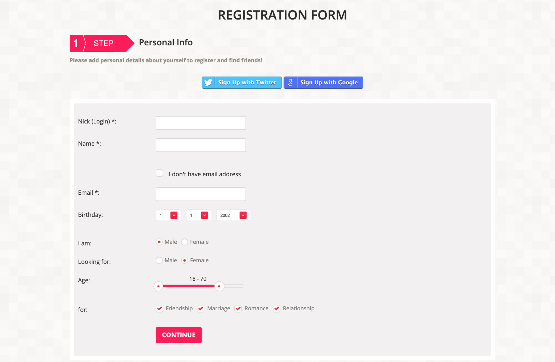 Lovein.Asia registration form