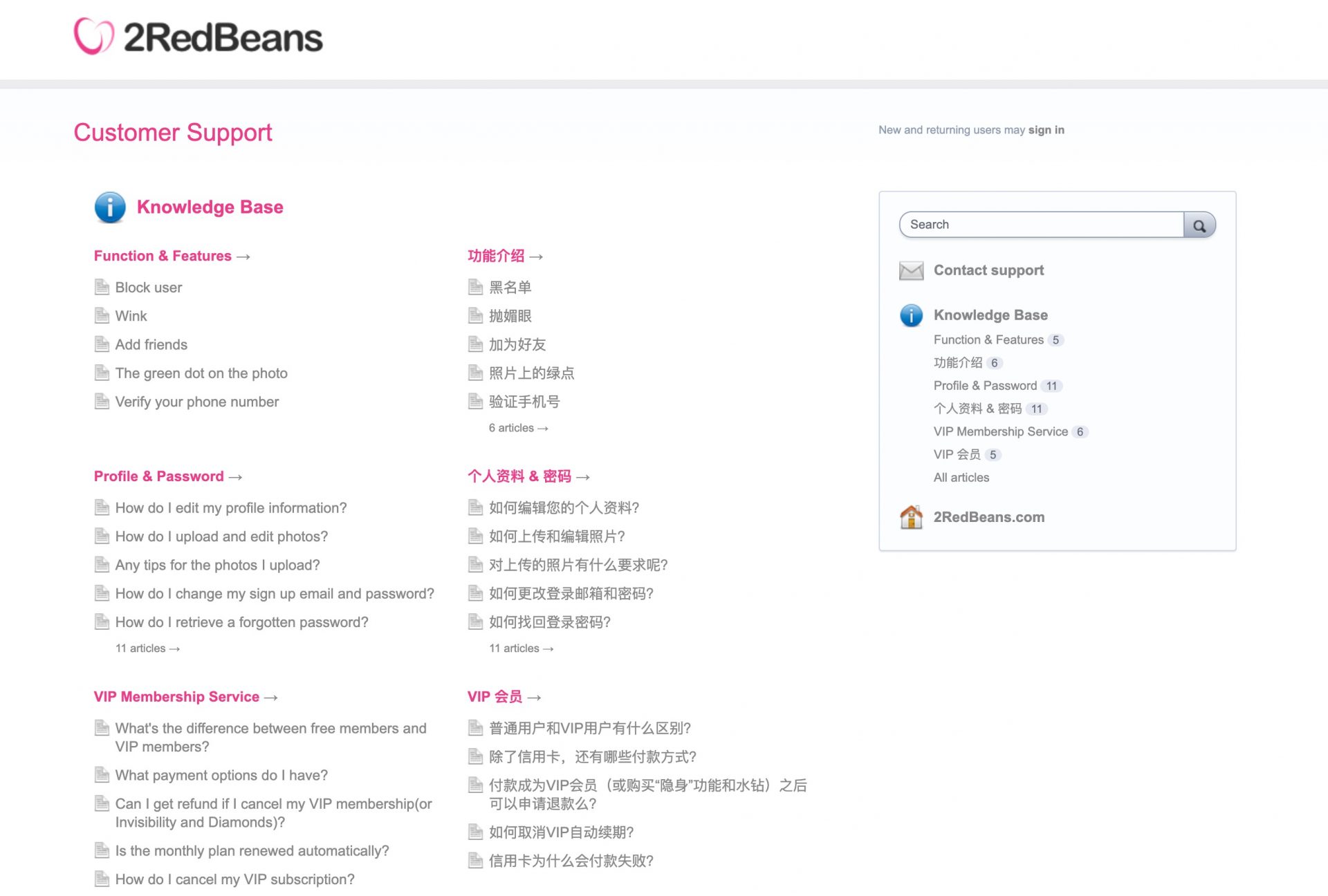 2RedBeans help center